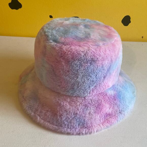 Pastel Fuzzy Bucket Hat Cozy Tie Dye Plush Streetwear Y2K Aesthetic Festival - Picture 3 of 5